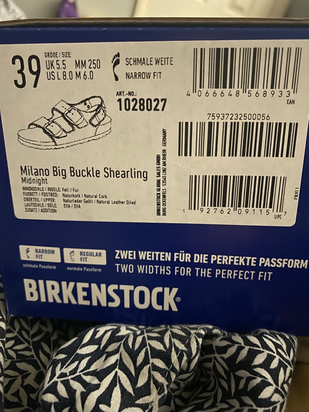 Birkenstock Milano Big Buckle Shearling Oiled Leather Midnight Blue SZ 8 NIB - Picture 9 of 9